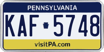 PA license plate KAF5748