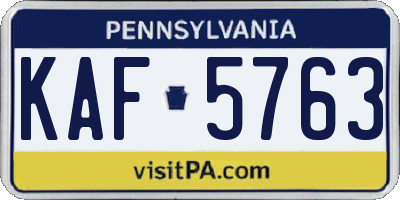 PA license plate KAF5763
