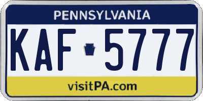 PA license plate KAF5777