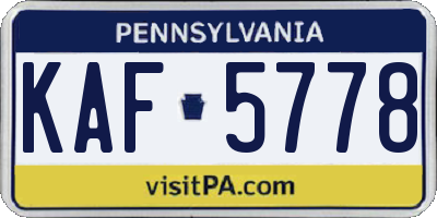 PA license plate KAF5778