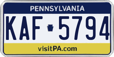 PA license plate KAF5794