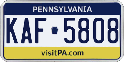 PA license plate KAF5808