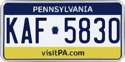 PA license plate KAF5830