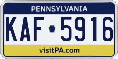 PA license plate KAF5916