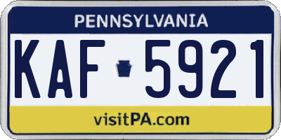 PA license plate KAF5921