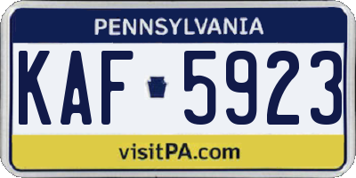 PA license plate KAF5923
