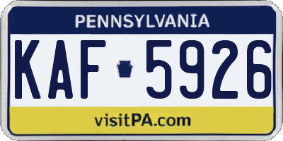 PA license plate KAF5926