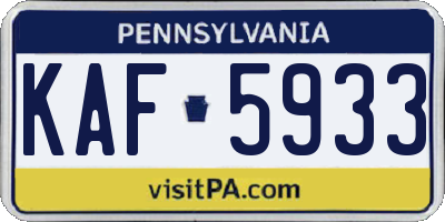 PA license plate KAF5933