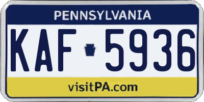 PA license plate KAF5936