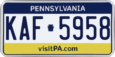 PA license plate KAF5958