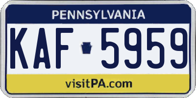 PA license plate KAF5959