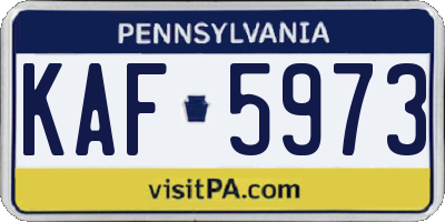 PA license plate KAF5973