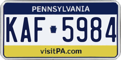 PA license plate KAF5984