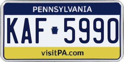 PA license plate KAF5990
