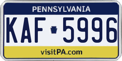 PA license plate KAF5996