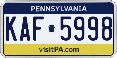 PA license plate KAF5998