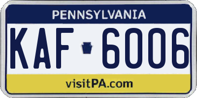 PA license plate KAF6006