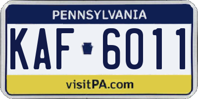 PA license plate KAF6011