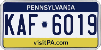 PA license plate KAF6019