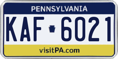 PA license plate KAF6021