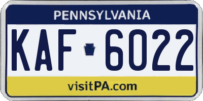 PA license plate KAF6022