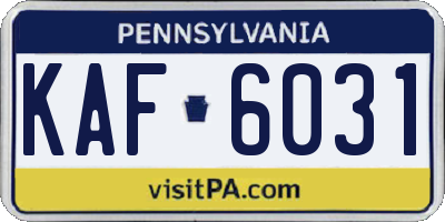 PA license plate KAF6031