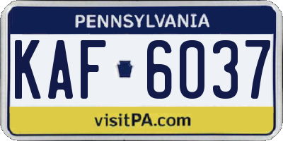 PA license plate KAF6037