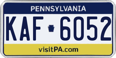 PA license plate KAF6052