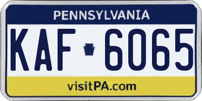 PA license plate KAF6065