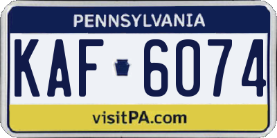 PA license plate KAF6074