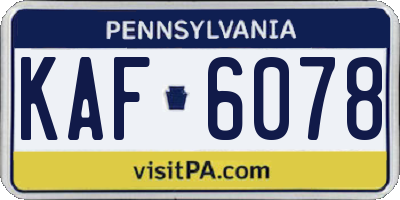 PA license plate KAF6078