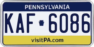 PA license plate KAF6086