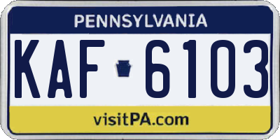 PA license plate KAF6103