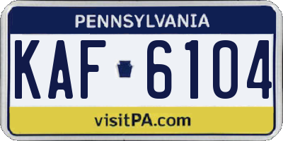 PA license plate KAF6104
