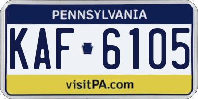PA license plate KAF6105