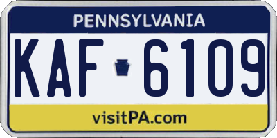PA license plate KAF6109