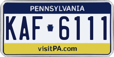 PA license plate KAF6111