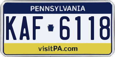 PA license plate KAF6118