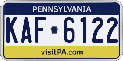 PA license plate KAF6122