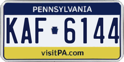 PA license plate KAF6144
