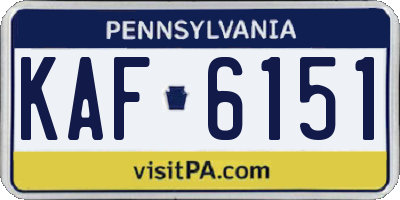 PA license plate KAF6151