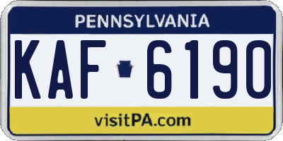 PA license plate KAF6190