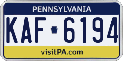 PA license plate KAF6194