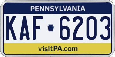 PA license plate KAF6203