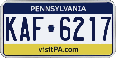 PA license plate KAF6217