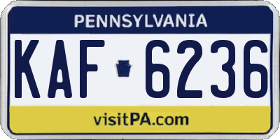 PA license plate KAF6236