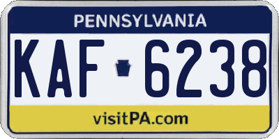 PA license plate KAF6238