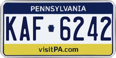 PA license plate KAF6242