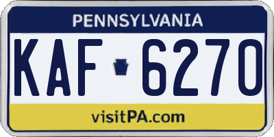 PA license plate KAF6270