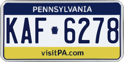 PA license plate KAF6278